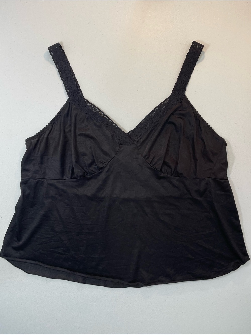 Vintage Dixie Belle Classic Black Lace-Trim Camisole Top - Fits like XL or 1X